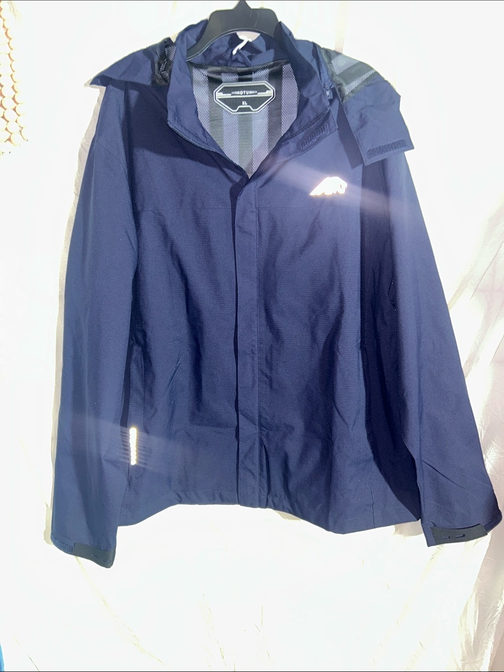 OTU Men's Navy Hooded Raincoat with Reflective Accents